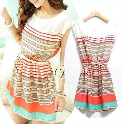 Vestido listrado de Chiffon