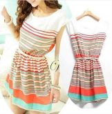 Vestido listrado de Chiffon